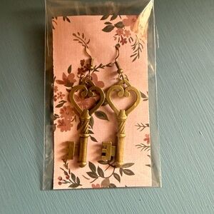 Gold Key Shaped Earrings